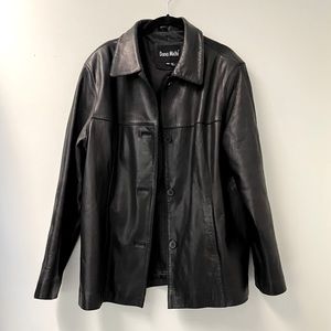 black leather blazer jacket coat